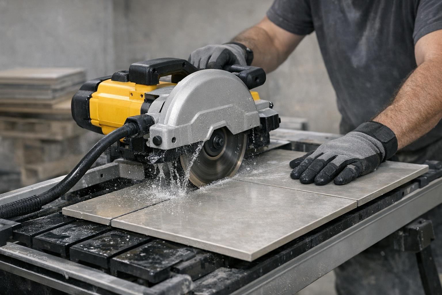 Przecinarka Dewalt przecina płytę ceramiczną